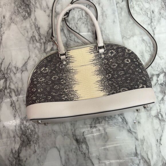 COACH MINI SIERRA EMBOSSED LEATHER SATCHEL grey cream purse handbag - Picture 6 of 10